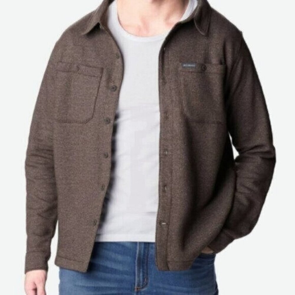 Mens Columbia Great Hart Mountain Shirt Jacket in Cordovan Heather- XXL